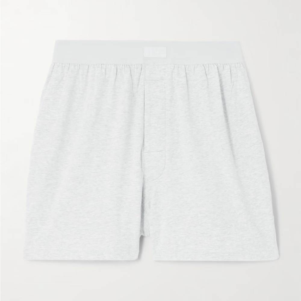 Skims Light Heather Gray Boyfriend Loose Shorts - Picture 3 of 5